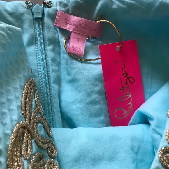 🌸NEW🌺 Lilly Pulitzer Blue Teal Shift Dress Size 2 - Picture 4 of 4